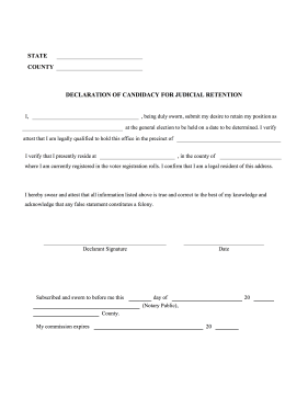 Declaration Of Candidacy For Judicial Retention legal pleading template