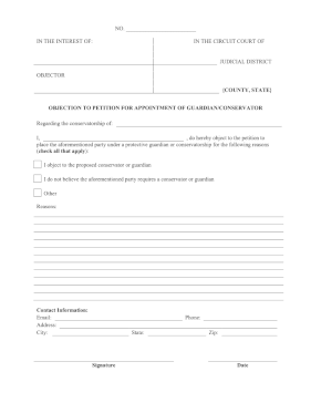 Objection To Petition Of Conservatorship legal pleading template
