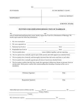 Petition Dissolution Of Marriage legal pleading template
