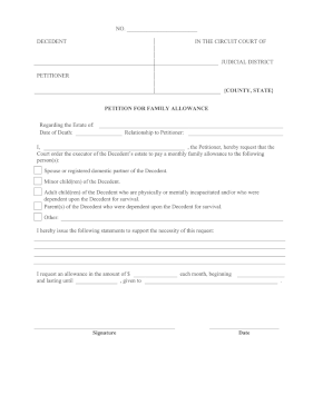 Petition For Family Allowance legal pleading template