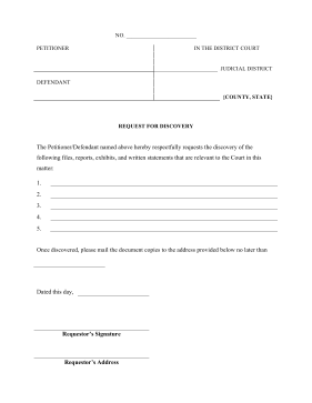 Request for Discovery legal pleading template