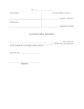Waiver Of Oral Argument legal pleading template
