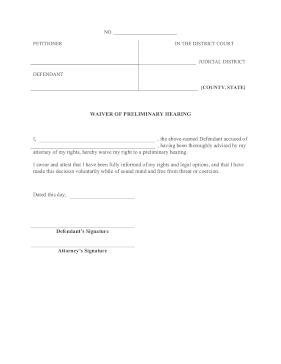 Waiver Of Preliminary Hearing legal pleading template