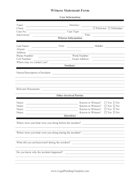 Witness Statement Form legal pleading template
