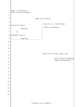 Legal pleading template for appellee to respond to appellant, 26-lines legal pleading template