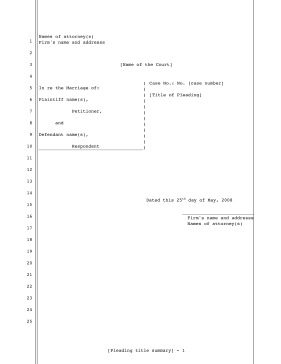 Legal pleading template for party filing for divorce, 25-lines legal pleading template