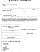Certificate of Acknowledgement Checkboxes