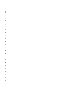 Blank pleading paper, 25 lines, 1-inch left half-inch right margins, double and single border lines legal pleading template