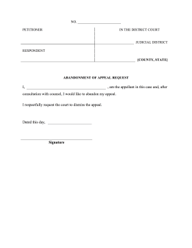 Abandonment Of Appeal Request legal pleading template