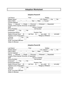 Adoption Worksheet legal pleading template