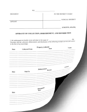 Affidavit Collection Disbursement Distribution legal pleading template