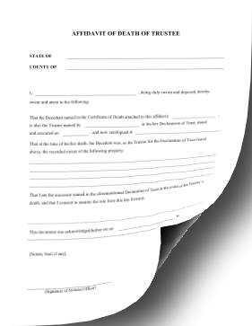 Affidavit Death Of Trustee legal pleading template