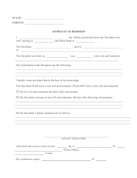 Affidavit Of Heirship legal pleading template