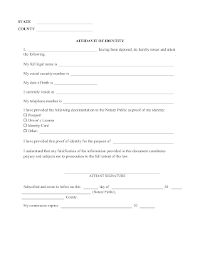 Affidavit Of Identity legal pleading template