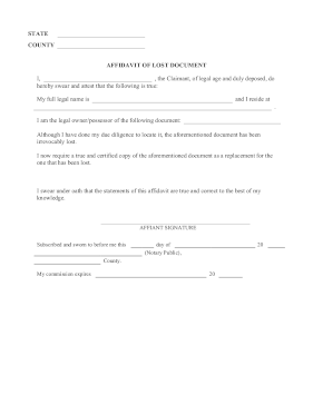 Affidavit Of Lost Document legal pleading template