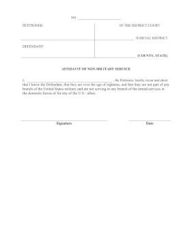 Affidavit Of Non-Military Service legal pleading template