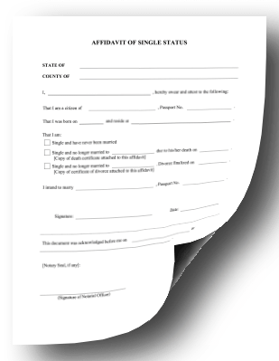 Affidavit Of Single Status legal pleading template