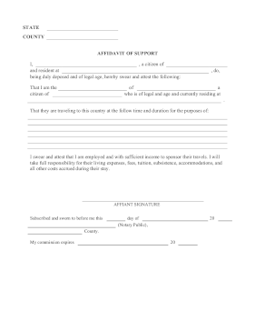 Affidavit Of Support legal pleading template