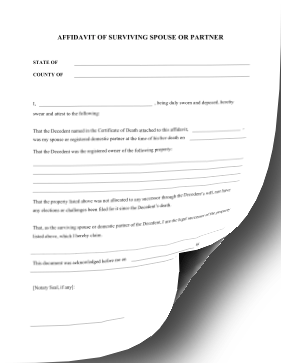 Affidavit Surviving Spouse legal pleading template