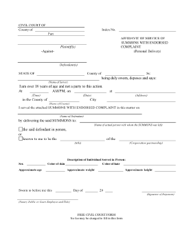 Affidavit of Service legal pleading template