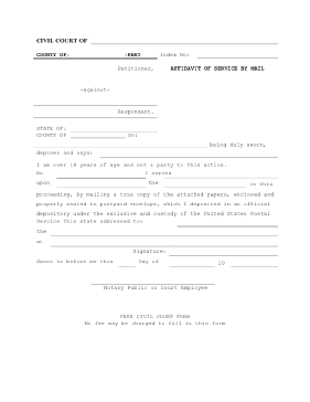 Affidavit of Service By Mail legal pleading template