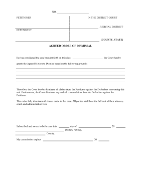 Agreed Order Dismissal legal pleading template