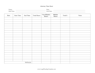 Attorney Time Sheet legal pleading template