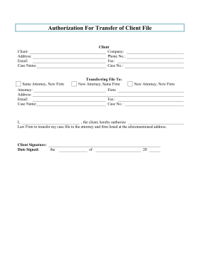 Authorization for Transfer of Client File legal pleading template