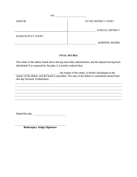 Bankruptcy Final Decree legal pleading template