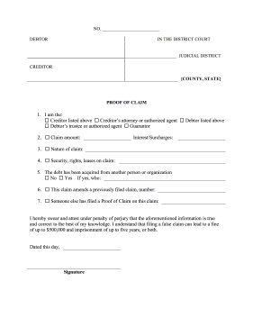 Bankruptcy Proof Of Claim legal pleading template