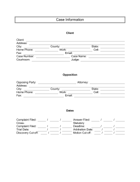 Case Information legal pleading template