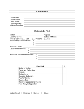 Case Motion legal pleading template