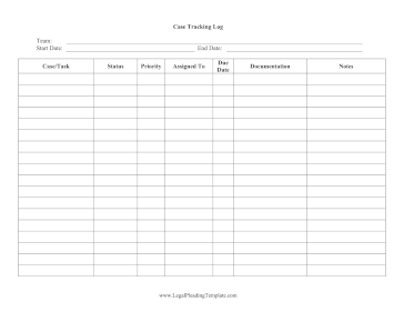 Case Tracking Log legal pleading template