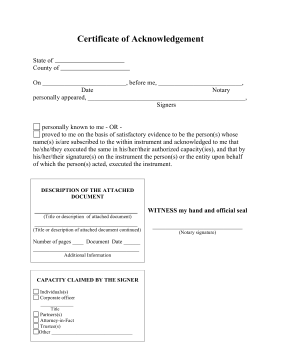 Certificate of Acknowledgement Checkboxes legal pleading template