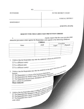 Child Abduction Prevention Orders Request legal pleading template