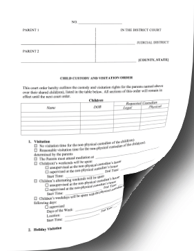 Child Custody And Visitation Order legal pleading template