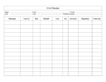 Civil Docket legal pleading template