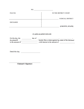 Claim Against Estate legal pleading template