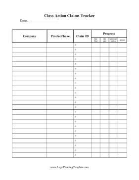 Class Action Claims Tracker legal pleading template