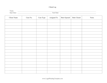 Client Log legal pleading template