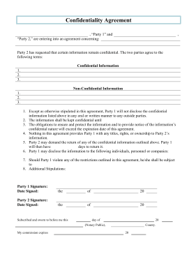 Confidentiality Agreement legal pleading template