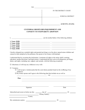 Consent Stepparent Adoption legal pleading template