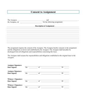Consent to Assignment legal pleading template