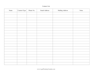 Contact List legal pleading template