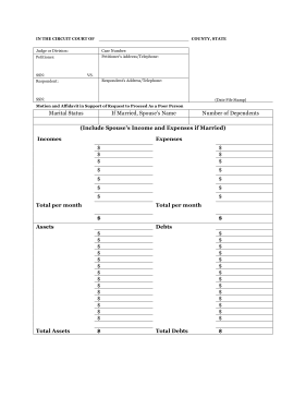 Court Costs Waiver legal pleading template