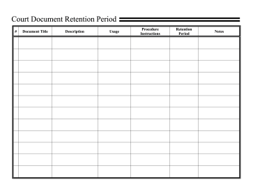 Court Document Retention Period legal pleading template