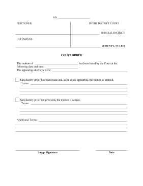 Court Order legal pleading template