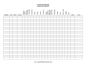 Court Reporter Expense Ledger legal pleading template