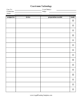 Courtroom Technology Checklist legal pleading template