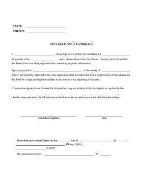 Declaration Of Candidacy legal pleading template